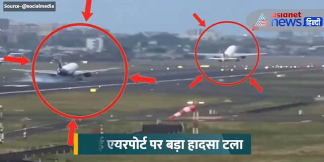 Plane takes off from runway seconds before inbound plane lands.