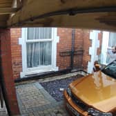 Man narrowly avoids catastrophe after forgetting handbrake.