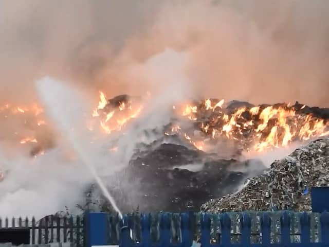 Fire rages at a Huyton industrial estate as 10 fire engines tackle blaze.