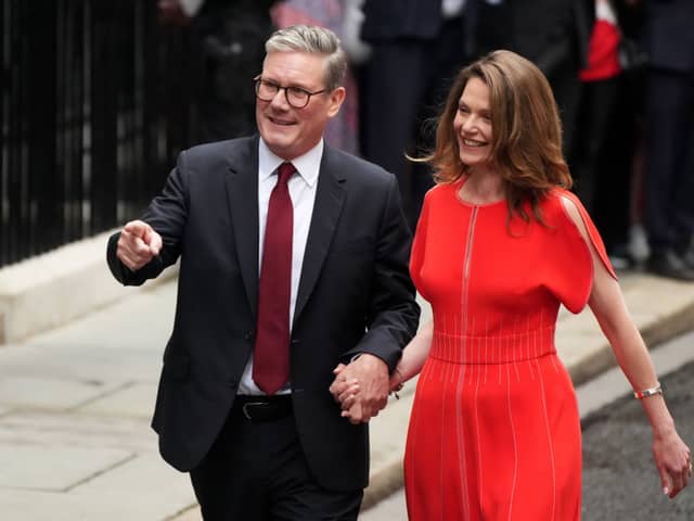 abour leader and incoming Prime Minister Sir Keir Starmer and wife Victoria enter 10 Downing Street 