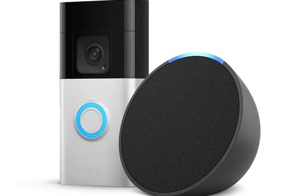 The Ring Battery Video Doorbell Plus and Echo Pop bundle