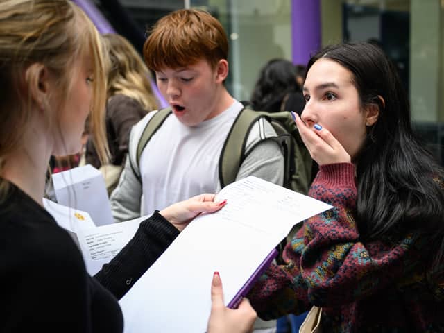 Students react after opening their GCSE results at the City of London Academy Southwark (Photo: Leon Neal/Getty Images)