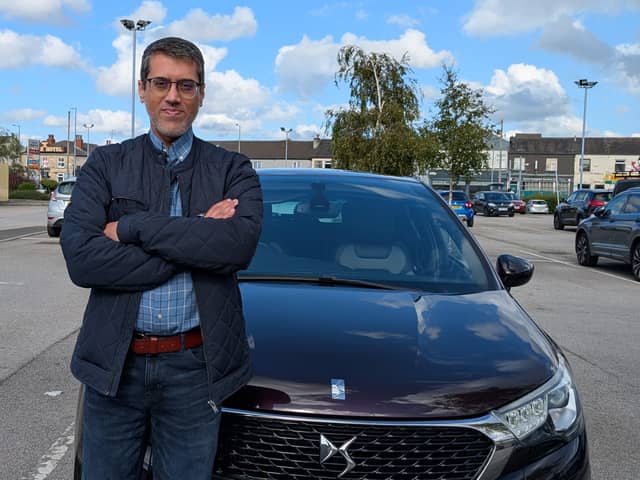 Osman with his latest car, a Citroen DS4, which is on finance after wife Maria told him to stop buying cars on Facebook Marketplace.