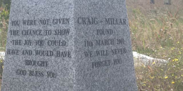 Memorial stone for 'Baby Craig Millar'.