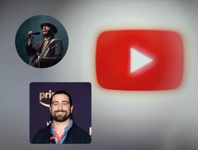 Top L: Lord Huron, Bottom L: Noah Kahan with YouTube logo. Photos: Getty Images