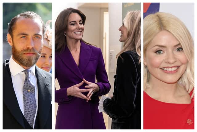 Catherine, Princess of Wales's brother, James Middleton, Fearne Cotton (pictured here with the Princess of Wales) and Holly Willoughby have all reacted to the Princess of Wales's video (Photos by Getty Images)
