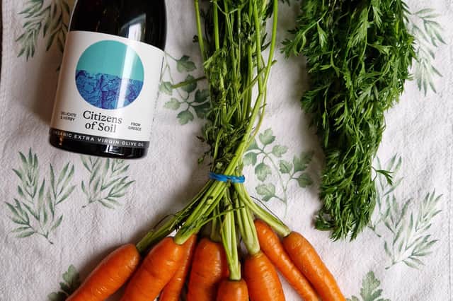 I didn't waste anything when making carrot top pesto. I froze the stalks and carrots to make stock next month, as for this recipe I only needed to use feathery parts of the carrot tops.
