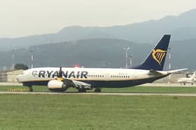 Ryanair plane's all four tyres burst - disrupting flights from Bergamo Airport in Milan.