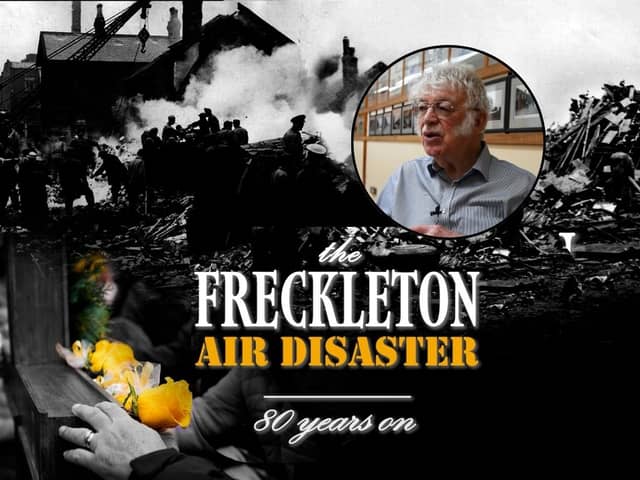 David Madden (inset) was interviewed for a new documentary about the Freckleton Air Disaster, where he watched most of his classmates get killed 80 years ago.