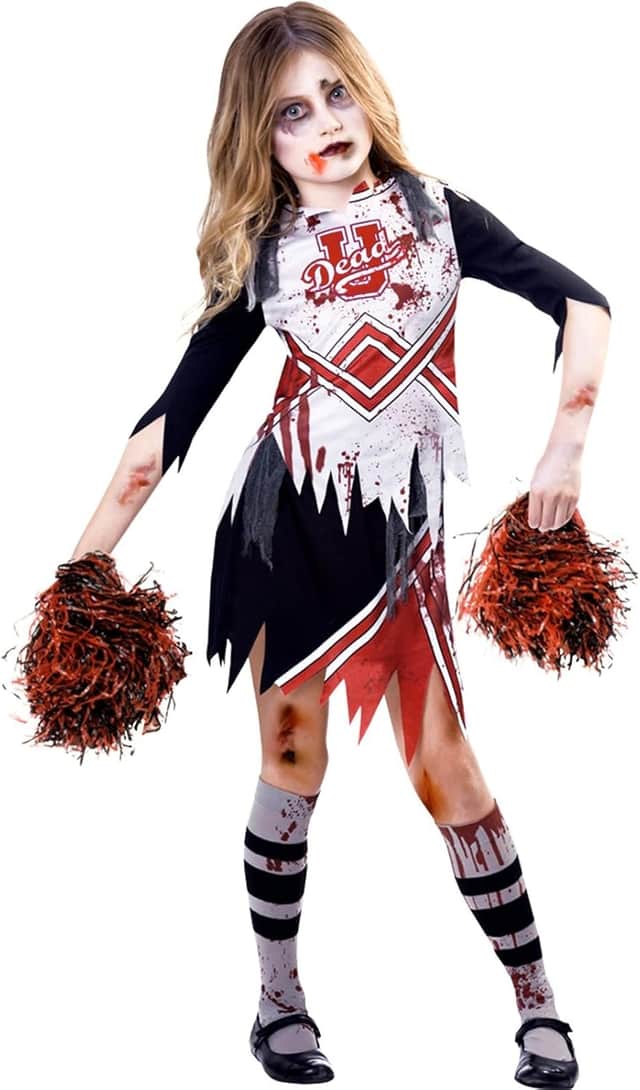 Zombie cheerleader Halloween outfit that is popular on Amazon