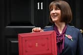 Rachel Reeves poses with the red Budget Box as she leaves 11 Downing Street to present the government's annual Autumn budget to Parliament (Photo: JUSTIN TALLIS/AFP via Getty Images)