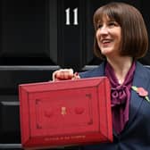 Rachel Reeves poses with the red Budget Box as she leaves 11 Downing Street to present the government's annual Autumn budget to Parliament (Photo: JUSTIN TALLIS/AFP via Getty Images)