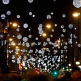Christmas lights outside John Lewis store at Oxford Street, London. Photo: Miles Willis/Getty Images for New West End Company