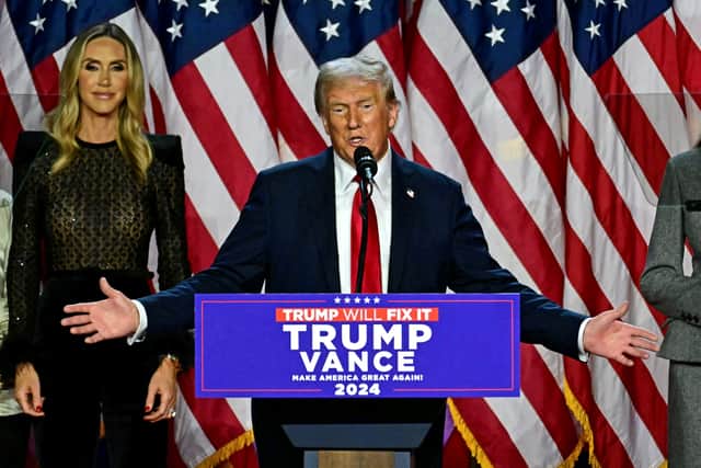 Donald Trump speaks during an election night event at the West Palm Beach Convention Centre in West Palm Beach, Florida, on 6 November (Photo: JIM WATSON/AFP via Getty Images)