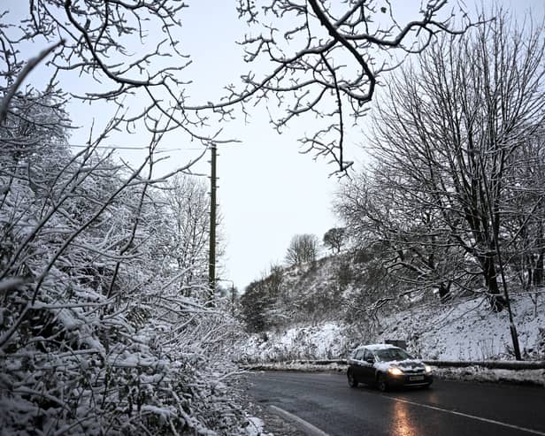 Driving in the snow.