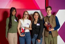 Santander X UK Awards 2024 first prize winners Anushka Mahesh, Sarah Bailey, Aurusha Kharas and Tom Scrope