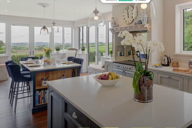 The kitchen and family room enjoy incredible views