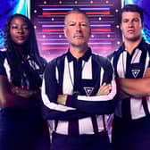 Gladiators referees (L to R) Sonia Mkoloma, Mark Clattenburg, Lee Phillips