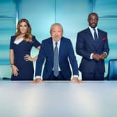 Karren Brady (L), Lord Alan Sugar (C), Tim Campbell (R)