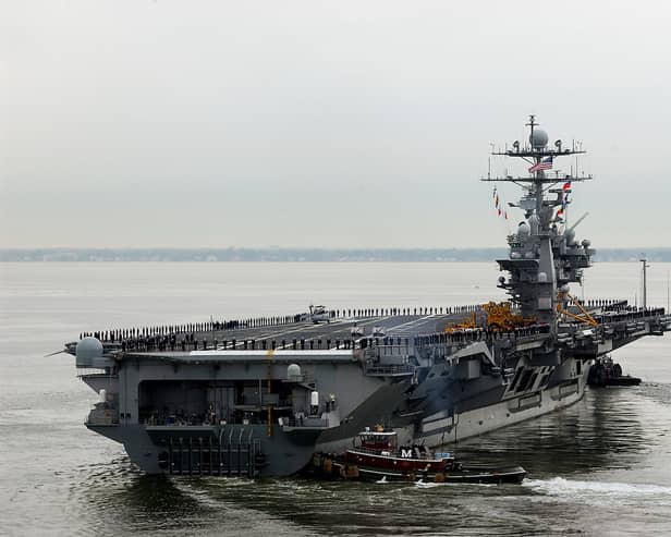 A fighter jet fell off the side of the American aircraft carrier USS Harry S. Truman while she was deployed in the Red Sea.
