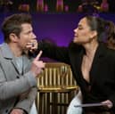 Hosts Nick and Vanessa Lachey during the Love Is Blind season 8 reunion. Photo by Netflix.