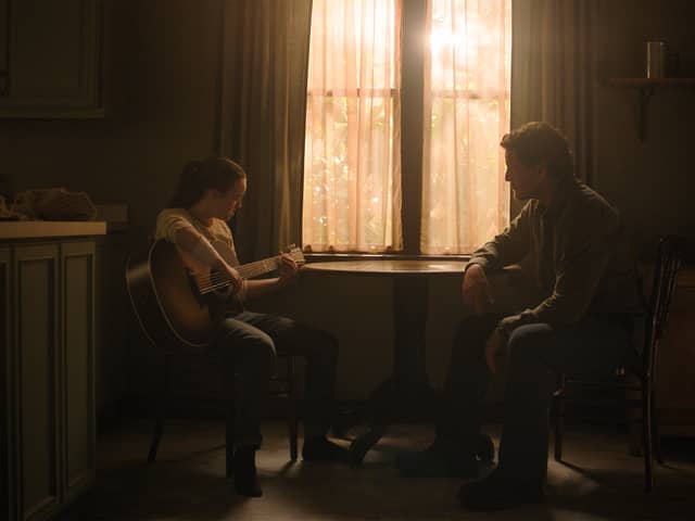 Bella Ramsey and Pedro Pascal as Ellie and Joel in The Last of Us season two trailer. 