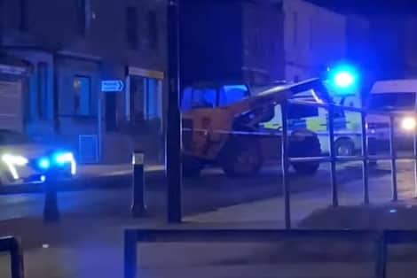 A stolen JCB digger was used to steal a cash machine by smashing into the Co-op store in Berry Lane, Longridge overnight