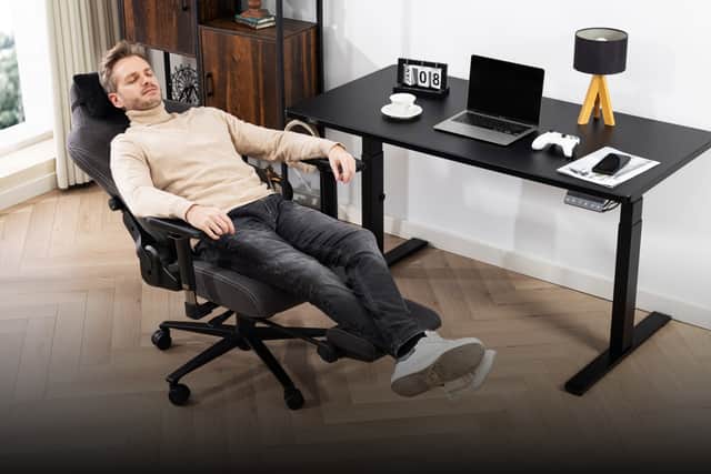 Standing desks encourage movement while you're working, which is great for circulation and motivation