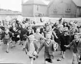 Joy as school ends for the summer holidays and the race is on to get the summer started in Edinburgh in 1959