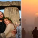 People celebrate the summer solstice at Stonehenge.