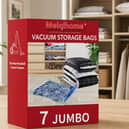 The seven jumbo MEIQIHOME vacuum storage bags are reduced from £17.99 to £11.38