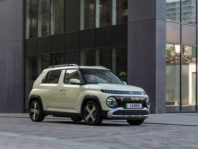 The Hyundai Inster’s boxy shape and round lights give the small electric car plenty of character