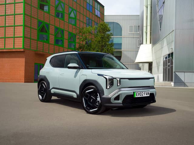 The Kia EV2 brings the brand’s distinctive, boxy styling to an electric SUV measuring just over four metres long.