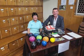 Dave Doogan MP with Wilma, from Kirriemuir Bowling Club.