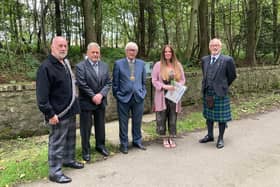 Pictured (from left) are Dave Ramsay, Eck Whitton, John Knox, Arbroath Burns Club president, Cathy Braes and Tom Murray.