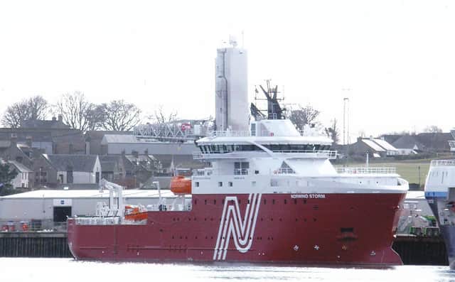 The advanced windfarm work and repair vessel Norwind Storm.