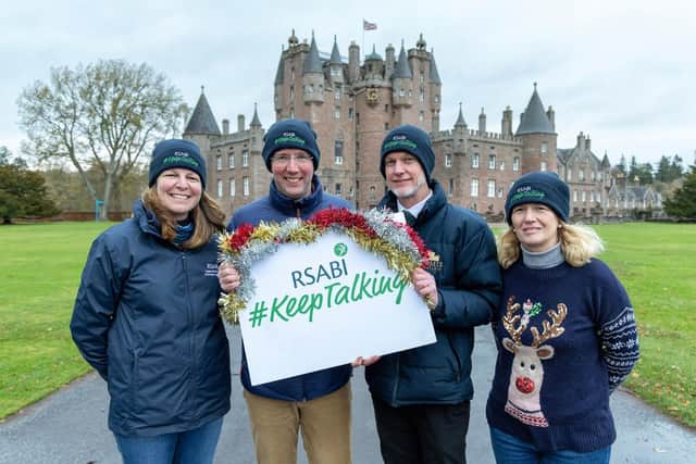 Pictured (​From left) are Karen Stewart, RSABI Trainee Trustee; estate director Andrew Brough; Steven Cumming, General Manager, Glamis Castle and Carol McLaren, RSABI CEO.