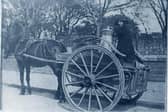 Dairy deliveries from an even earlier era, when housewives would get their flagons or jugs filled up from the cart.