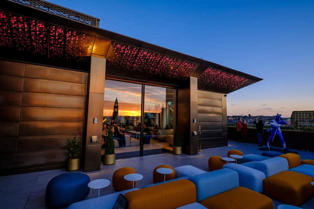 A sunset looking west from the 1820 roof top bar.Photograph: Mike Wilkinson