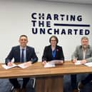 ​Pictured (l-r) are: Simon Hewitt, Principal of Dundee & Angus College, Kathryn Lindsay, Chief Executive of Angus Council, Tom Hutchison, Montrose Port Authority Chief Executive