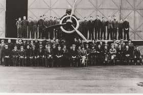 ​During the Second World War civilian workers from Angus played their part in keeping the vehicle of war running smoothly. This picture was taken in 1944 at HMS Condor. Too many names to include, unfortnately.