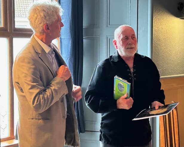 Dave Ramsay (right) is pictured with Hamish Keddie at the book launch.