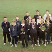 Angus Schools held their annual Cross Country competition at Arbroath High School in February, 2000. The picture shows the individual medal winners.
