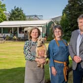 Pictured at the Inch Pavilion and bowling green.(l-r) are Linda Cooper, owner of The Flower Pavilion; Donna Grove-White, owner of Roamer Coffee Company and Tom Hutchison.