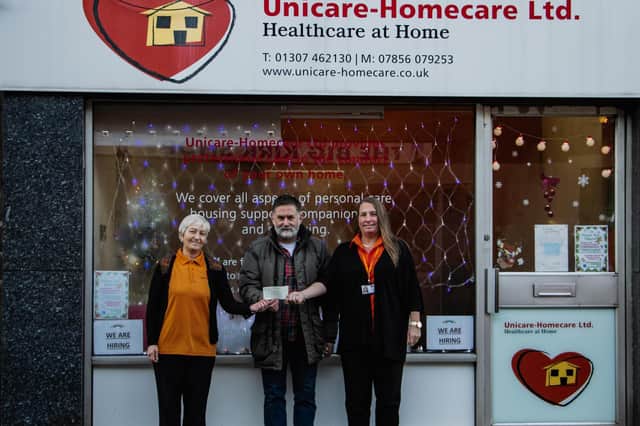 Pictured are Jillian Low, Stuart Pirie, Forfar Action Network chairman and Tracy Mason, Unicare-Homecare Ltd managing director.