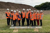 Officials, guests and pupils are pictured at the ceremony on the site of the new Monifieth Learning Campus.