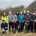 Some of the young people from Brechin High School who took part in the tree planting are pictured with Lesley Lindsay from Scotia Homes (yellow jacket), Fiona Lawrence, Brechin High School Head Teacher (front row green jacket) and Lil Black (blue jacket front row), Brechin High School Rural Studies and volunteers.