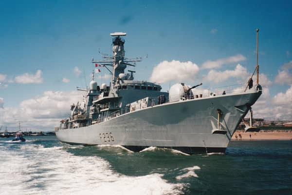 HMS Montrose leaves Montrose port.