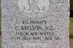 Pictured is Charles Melvin’s headstone in Kirriemuir cemetery.