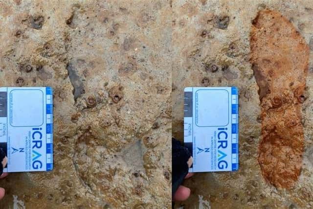 One of the human footprints found in the clay.